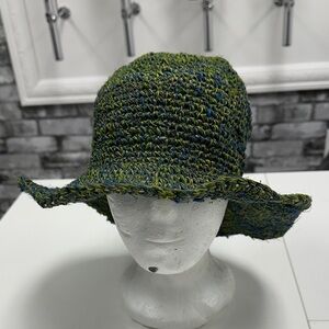 Green and Blue Woven Hat
